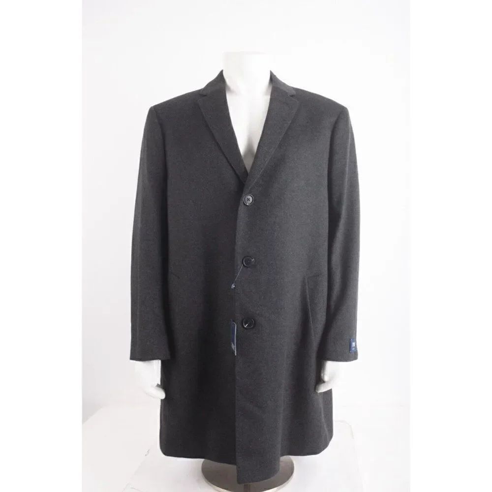 John W Nordstrom Mens Gray Phantom Marle Overcoat Coat US 46 Wool Cashmere NWT